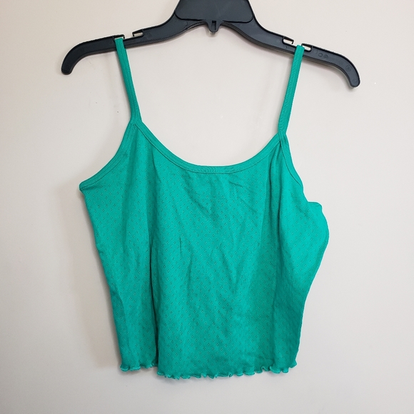 Abound pointelle cami tank top M green - Picture 2 of 5